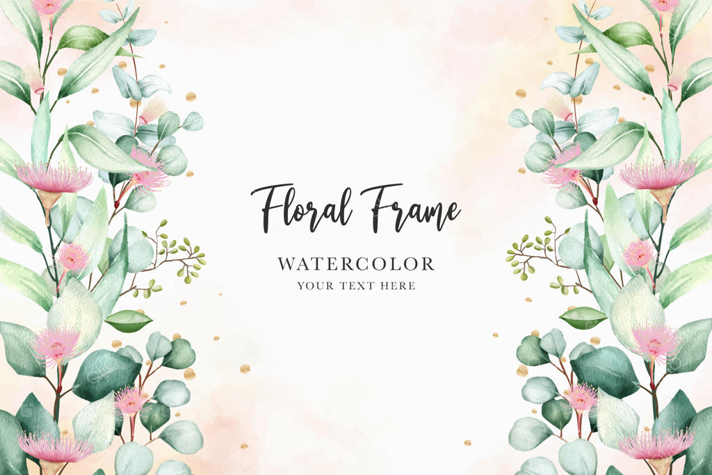 طراحی پس‌زمینه حلقه گل‌ها و برگ‌ها دست‌کشیده