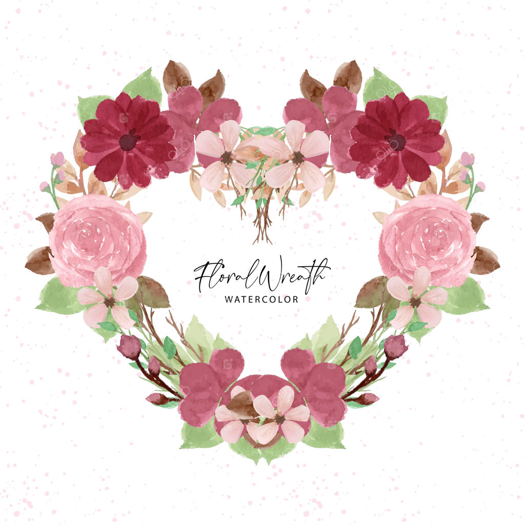 حلقه گل آبرنگی قدیمی و زیبا