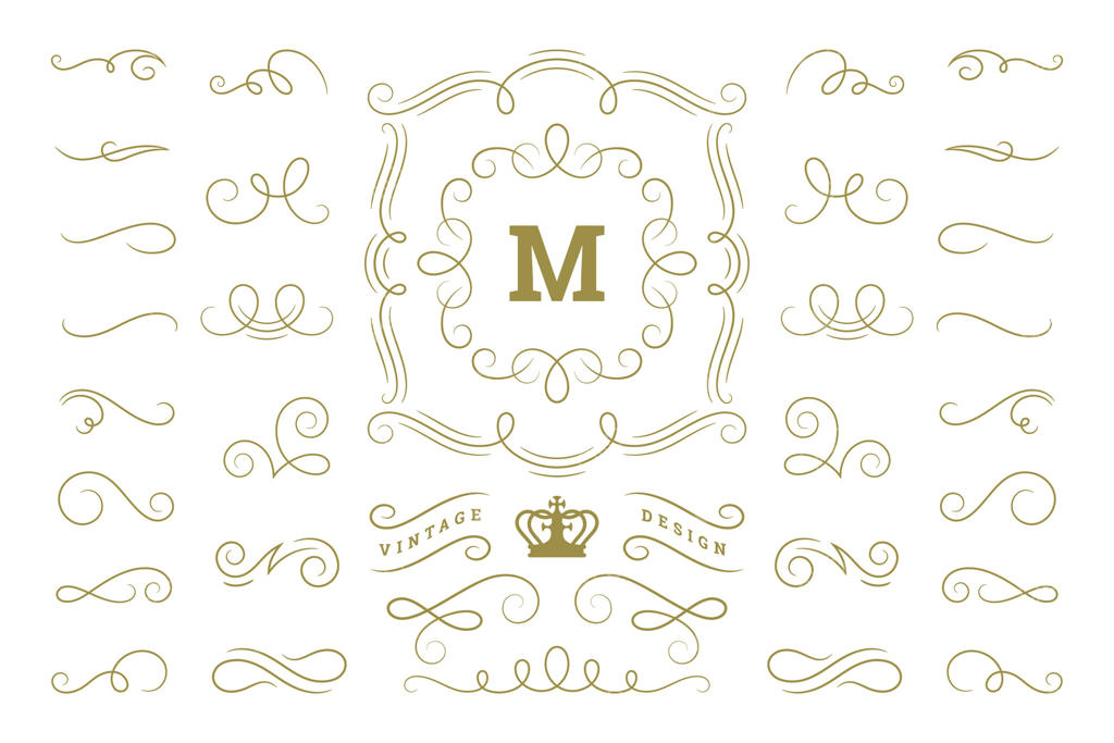 عناصر طراحی خوشنویسی: تزئینات قدیمی، پیچ و تاب‌ها و طومارهای زینتی