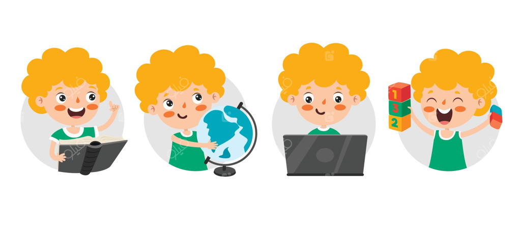 شخصیت کارتونی در حال مطالعه و یادگیری