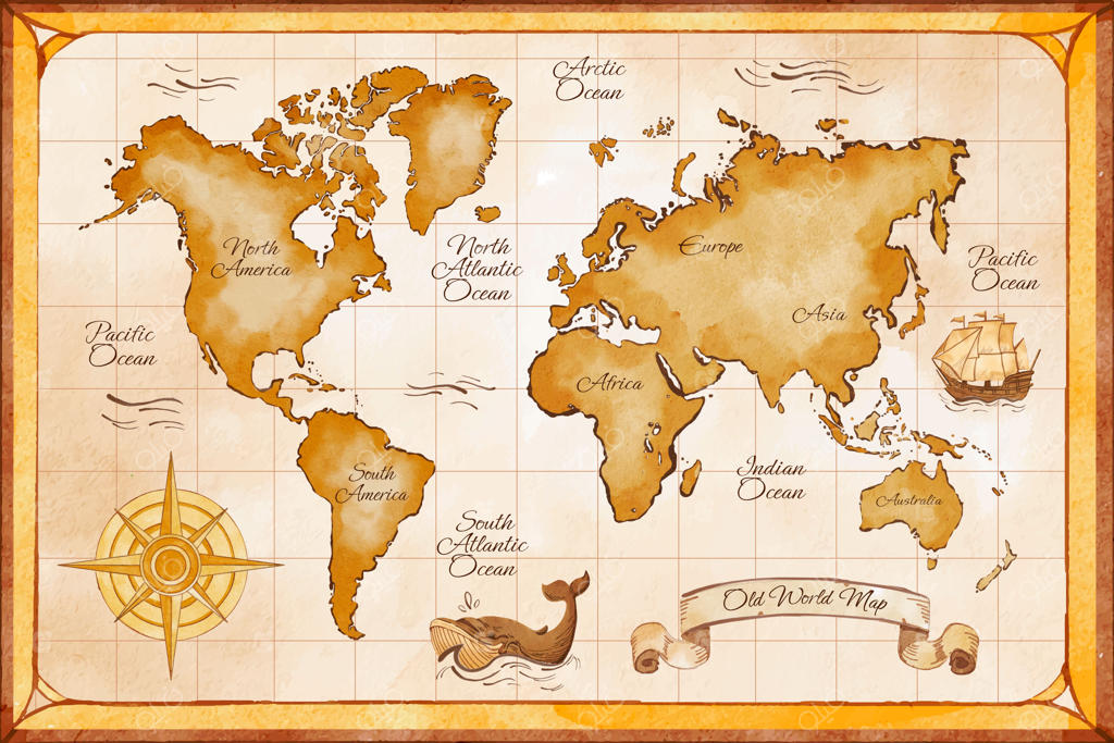 تصویر نقشه قدیمی جهان