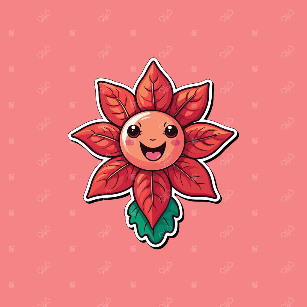 استیکر پوانسِتیا. تصویر کارتونی بامزه