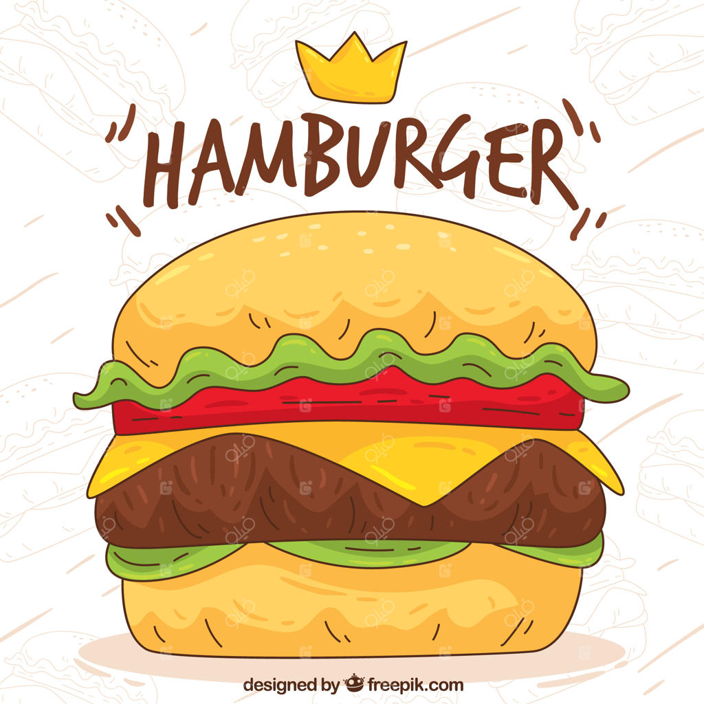 پس‌زمینه تزئینی با طراحی دستی همبرگر