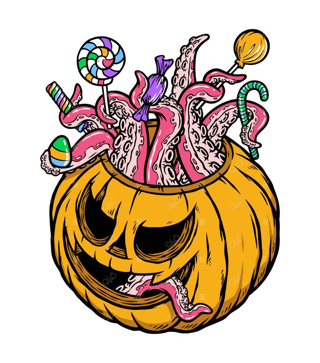 آب‌نبات‌های هالووین و تصویر کدو تنبل