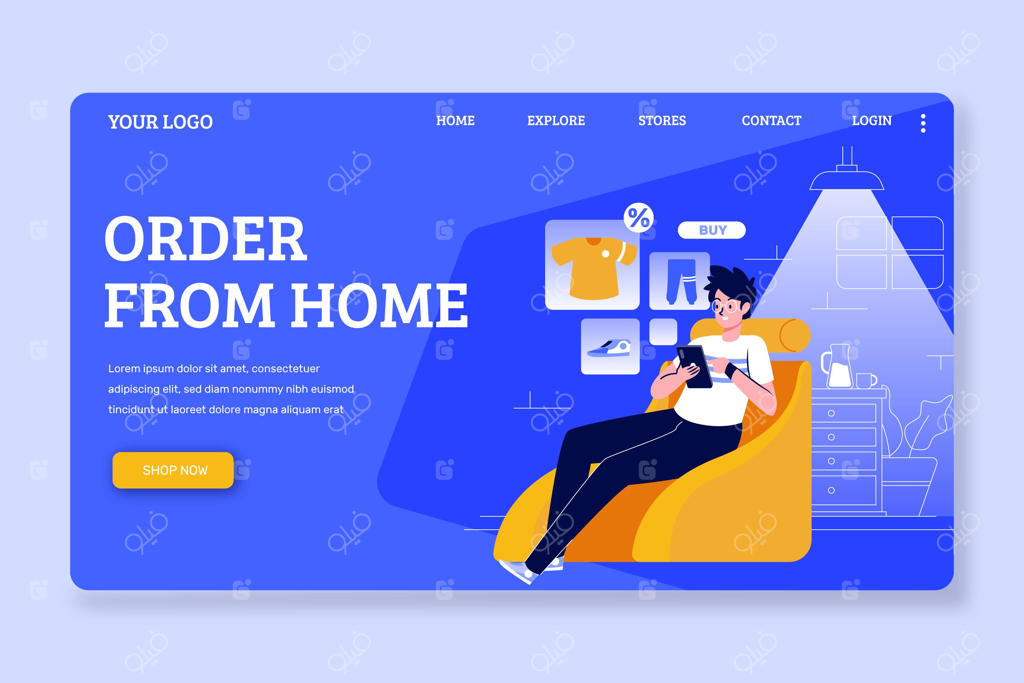 صفحه فرود قالب طراحی تخت برای خرید آنلاین