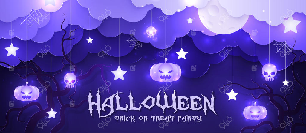 دعوتنامه به جشن هالووین با سبک کاغذی.