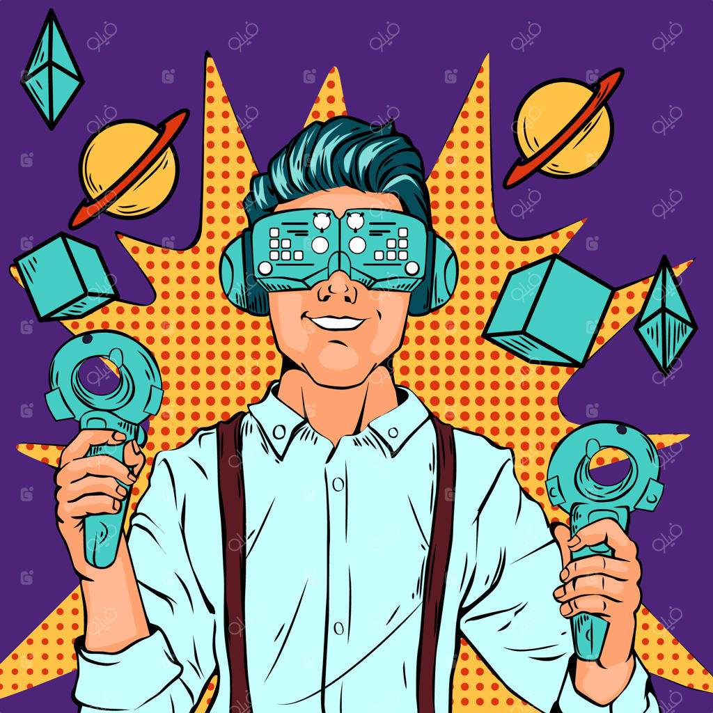 تصویرسازی هنر دستی و تکنولوژی به سبک پاپ آرت