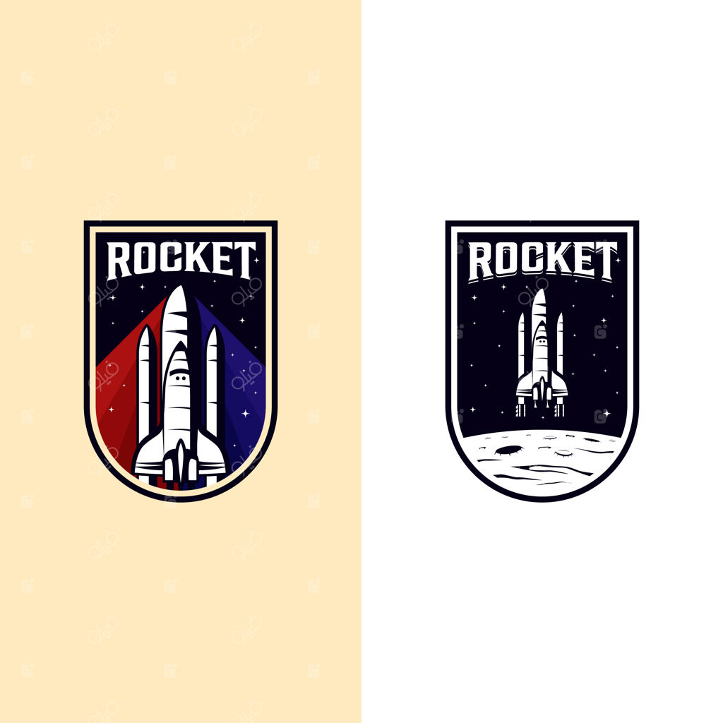 تصویر نشان وینتیج شاتل فضایی موشک