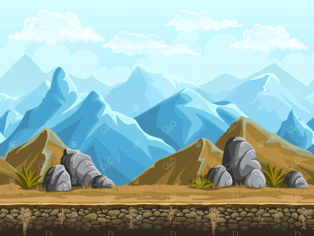 پس‌زمینه یکپارچه کوه‌های برفی کارتونی