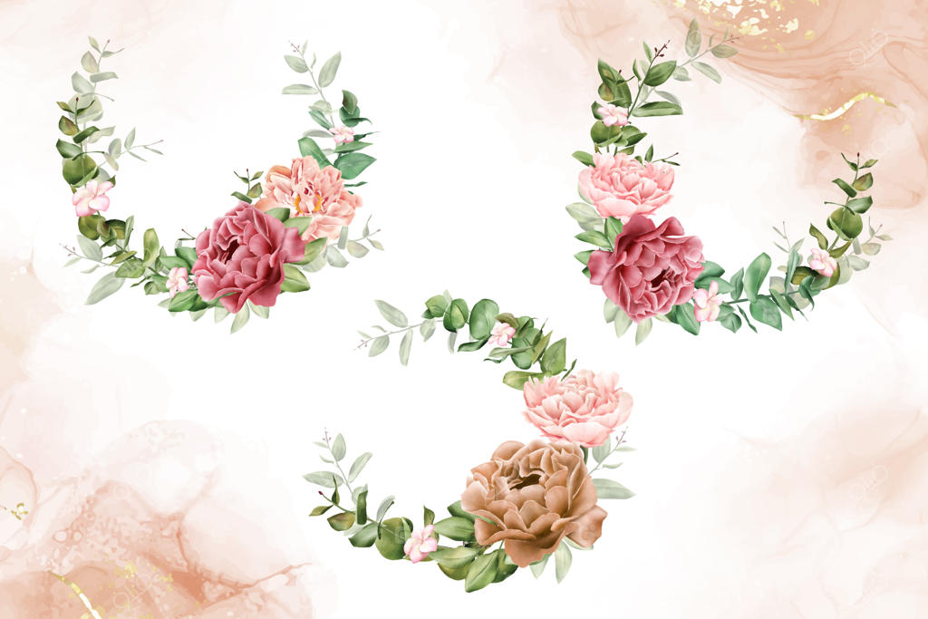 مجموعه طراحی قالب‌های چندمنظوره قاب‌های آبرنگی واقع‌گرایانه عروسی