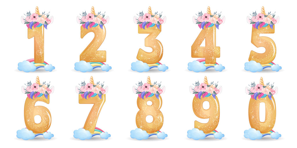 تصویر بامزه اسب شاخدار با شماره‌گذاری