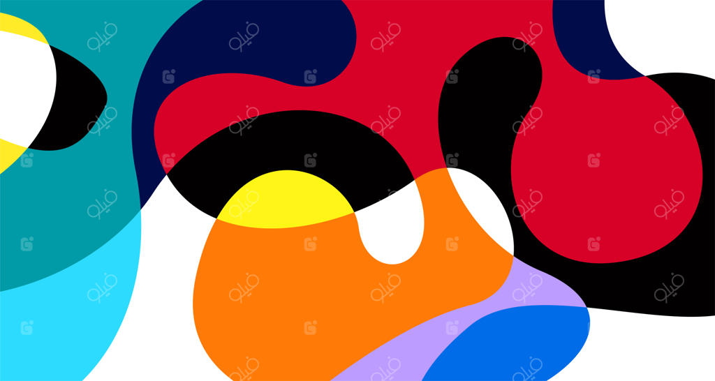 طراحی هندسی سیال با شکل‌های انتزاعی و موج‌های گرادیان به همراه نقاط و خطوط هندسی - طرح باتیک اندونزیایی وکتور