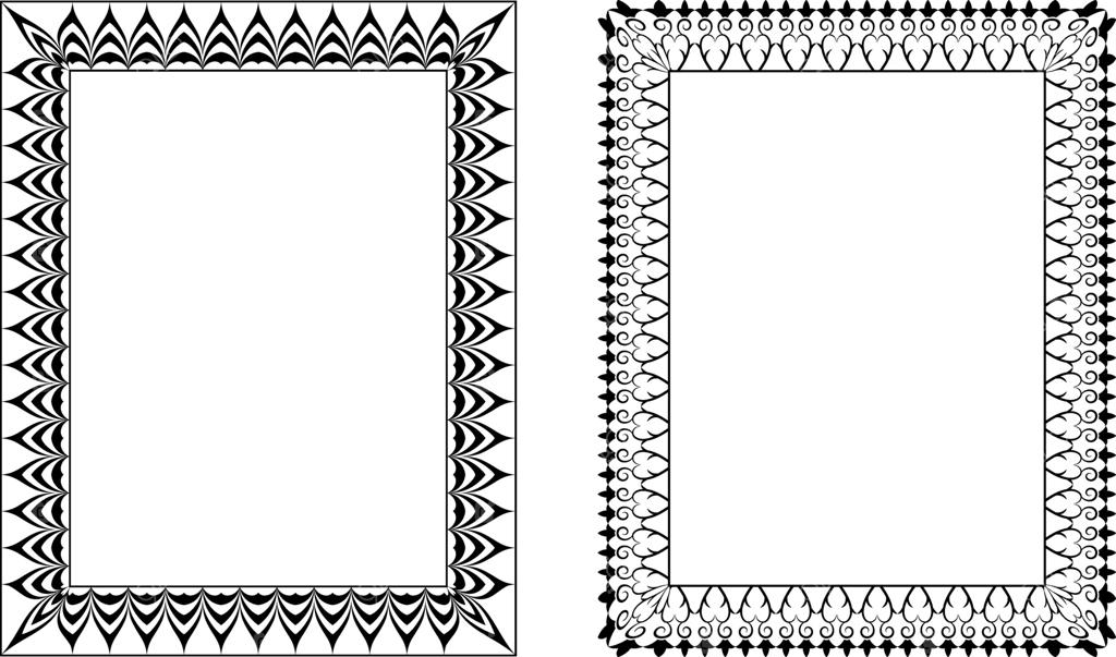 مجموعه‌ای از قاب‌های قدیمی، مشکی روی پس‌زمینه سفید، به سبک رترو و طراحی دستی برای تزئین و طراحی آثار گرافیکی