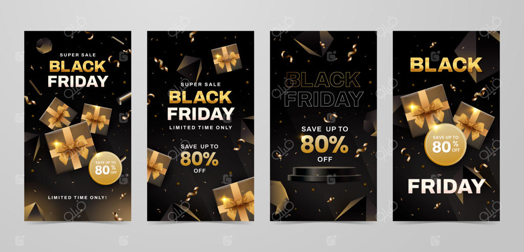 طراحی قالب اینستاگرام برای جمعه سیاه به صورت واقع‌گرایانه