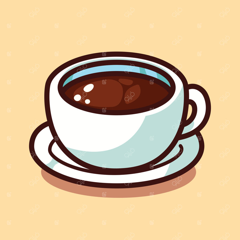 تصویرسازی فنجان قهوه به سبک مینیمالیستی