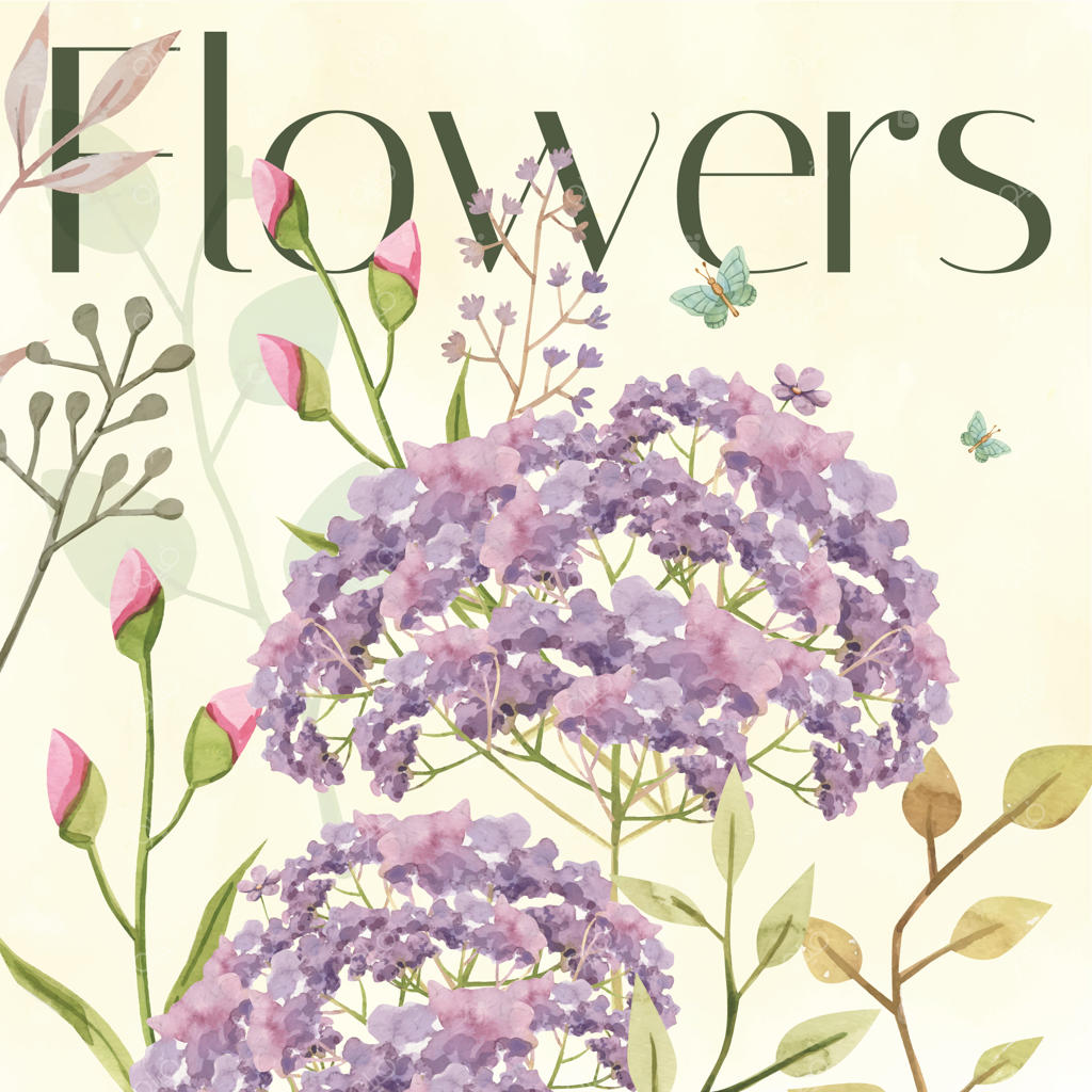 تصویرسازی گل‌های قدیمی به سبک آبرنگی