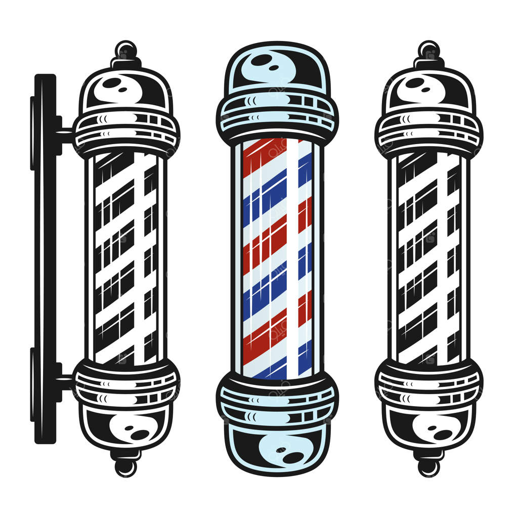 مجموعه‌ای از سه مدل تیرک سلمانی به سبک کلاسیک و تک‌رنگ