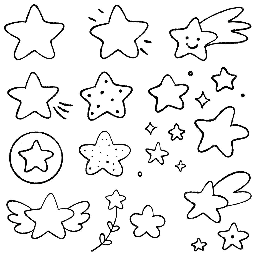 مجموعه طرح‌های بامزه ستاره‌ها و درخشش‌ها