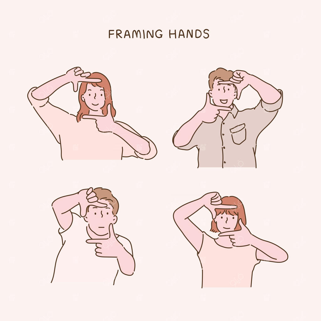 افراد در حال ساخت قاب عکس با دست هستند - طراحی وکتور با سبک دست‌ساز.