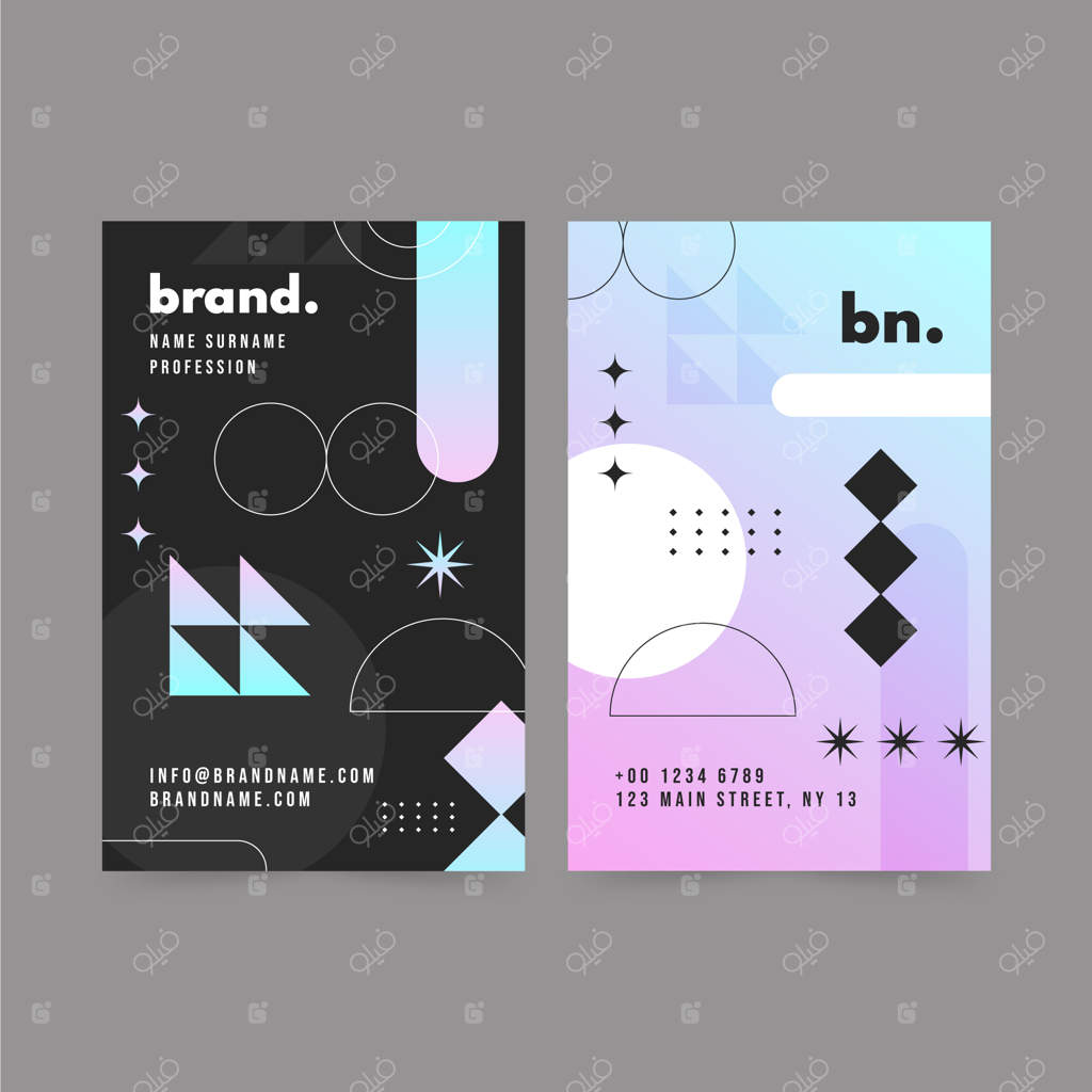 کارت ویزیت انتزاعی با گرادیان رنگی