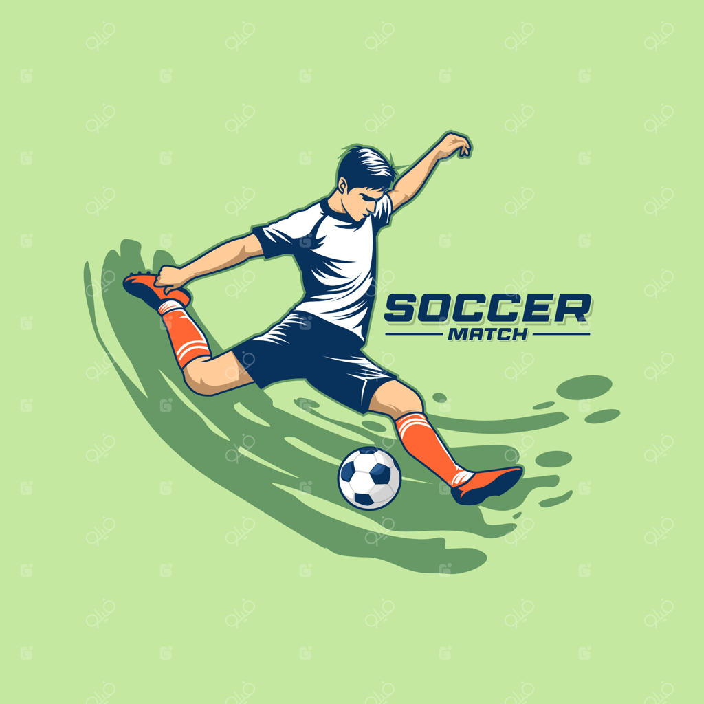 لوگوی فردی در حال شوت کردن توپ فوتبال