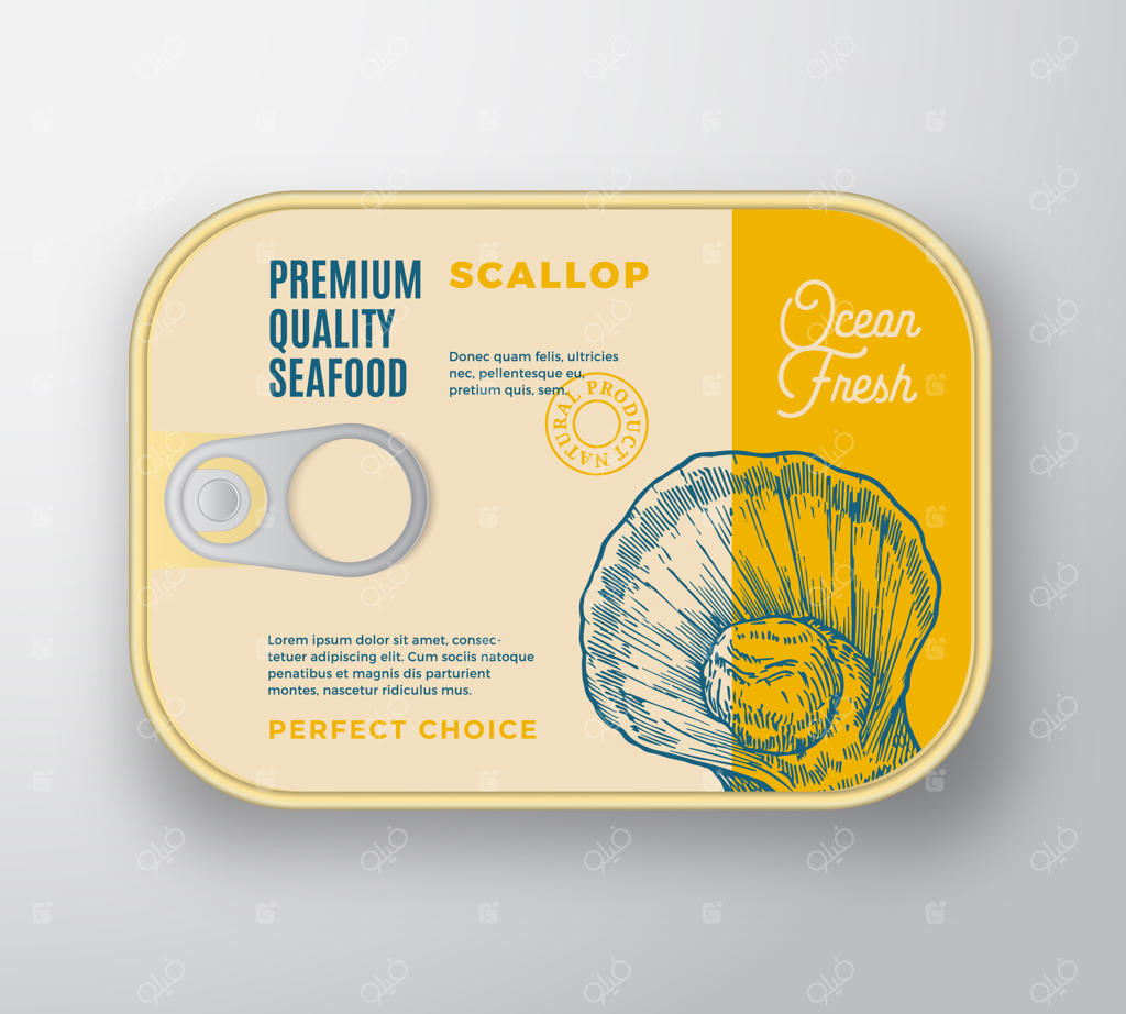 ظرف آلومینیومی لوکس غذاهای دریایی با روکش لیبل.