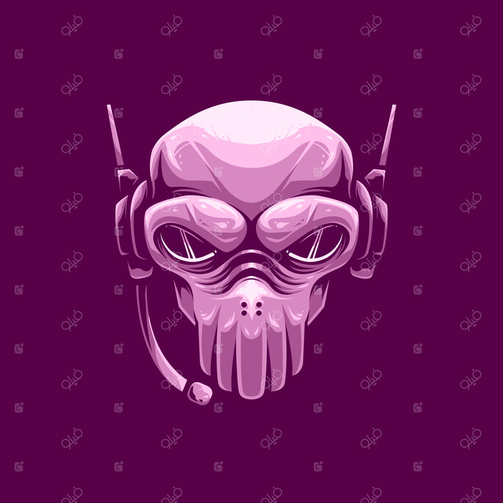 لوگوی ماسکات جمجمه صورتی
