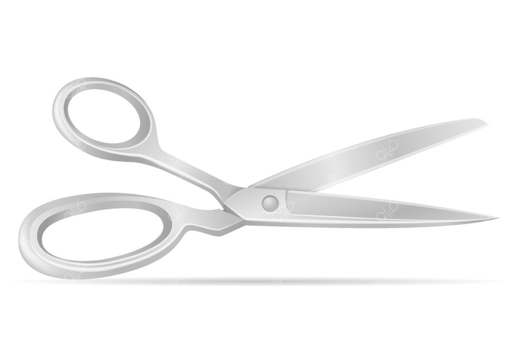 تصویر قیچی فلزی خیاط یا آرایشگر بر روی زمینه سفید