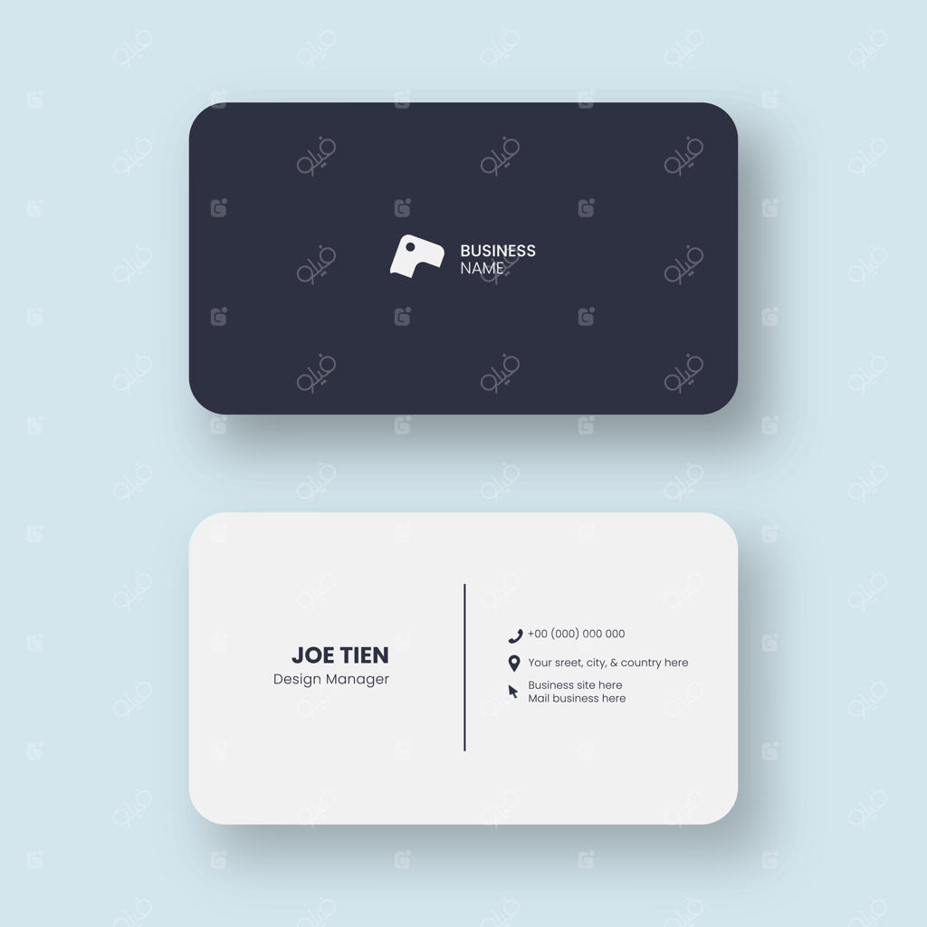 قالب کارت ویزیت ساده و دو رو با گوشه‌های گرد و طراحی افقی برای کسب و کار