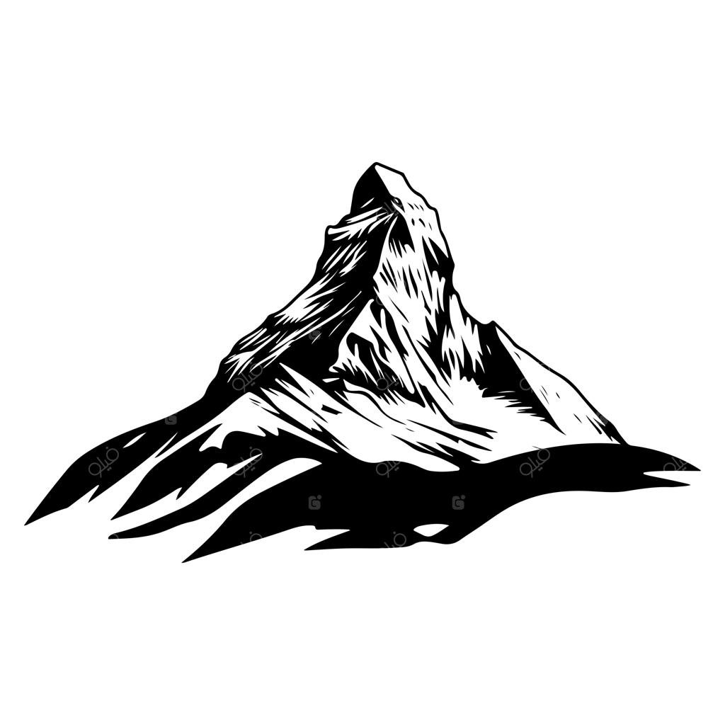 تصویرسازی وکتور و آیکون سیلوئت قله‌های صخره‌ای کوه