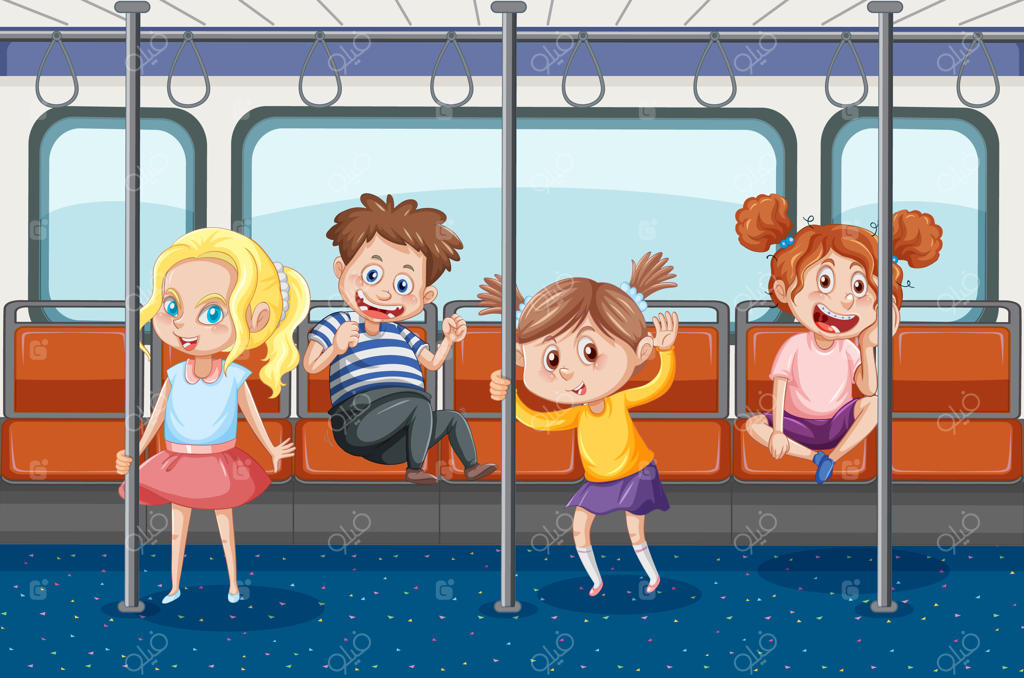 داخل اتوبوس پر از آدم‌های کارتونی