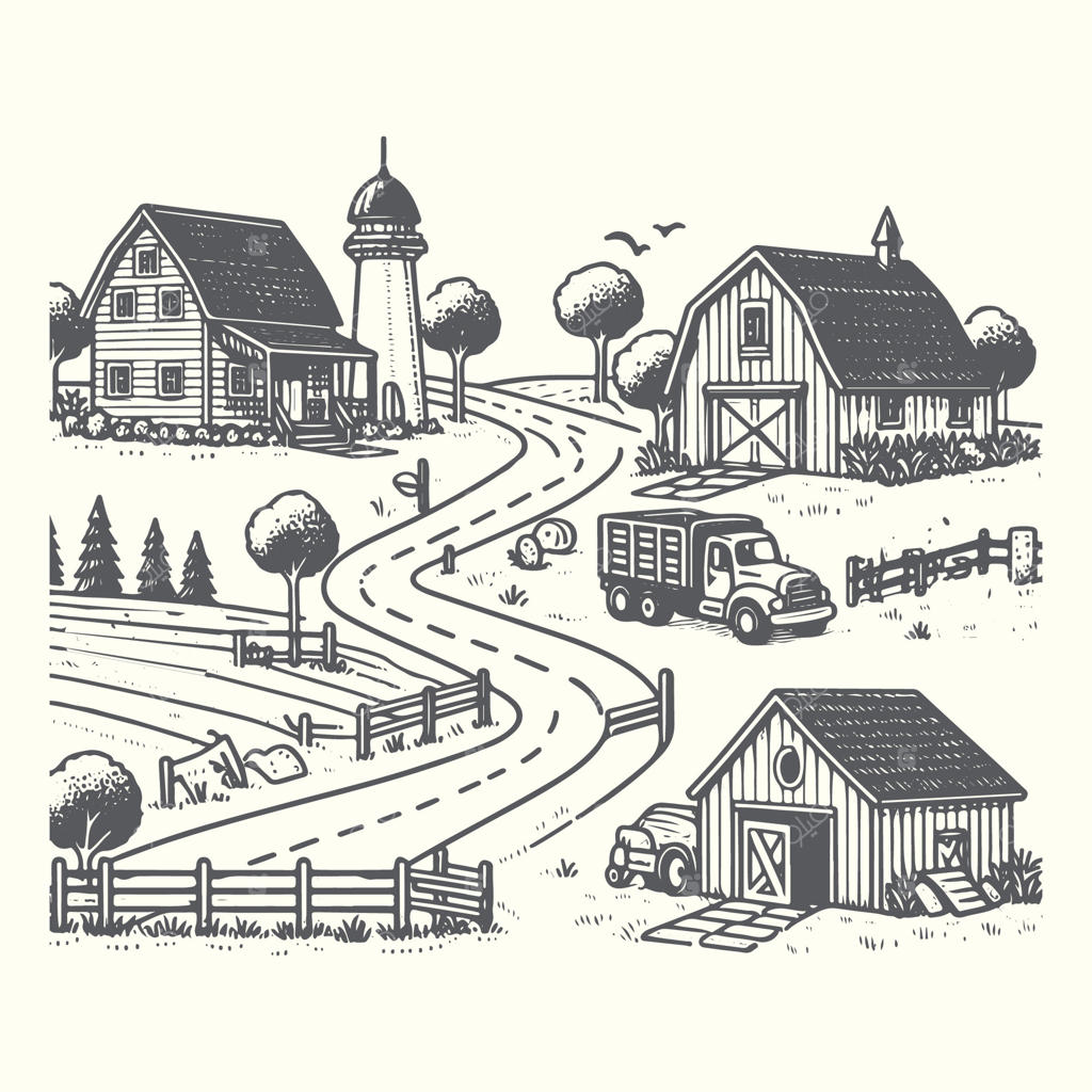 منظره مزرعه کنار جاده