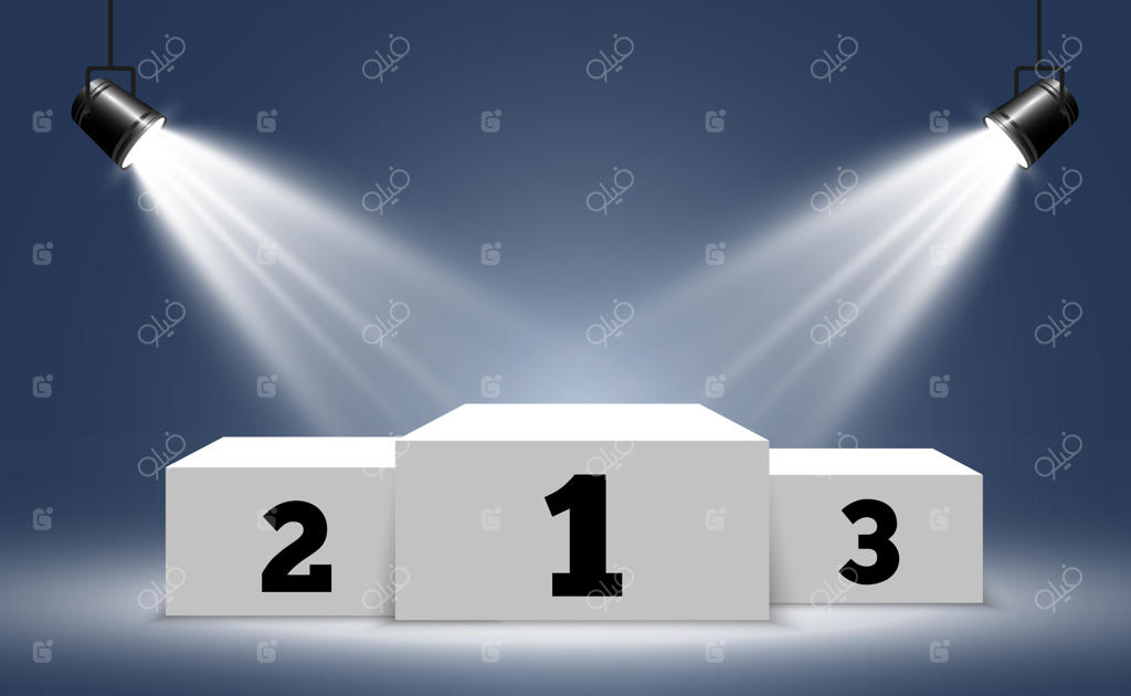 سکوی سفید اهدای جوایز به برندگان با نورپردازی