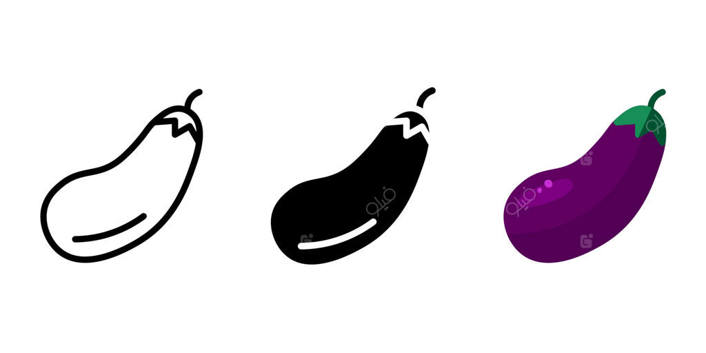 آیکون ارغوانی بادمجان. نشان رنگ بنفش بادمجان. نماد برداشت ارگانیک باغ. تصویرسازی سبزیجات. پیکتوگرام تغذیه سالم و رژیم غذایی.