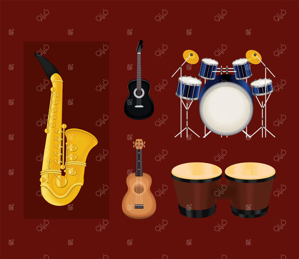 آیکون‌های واقعی‌گرایانه آلات موسیقی