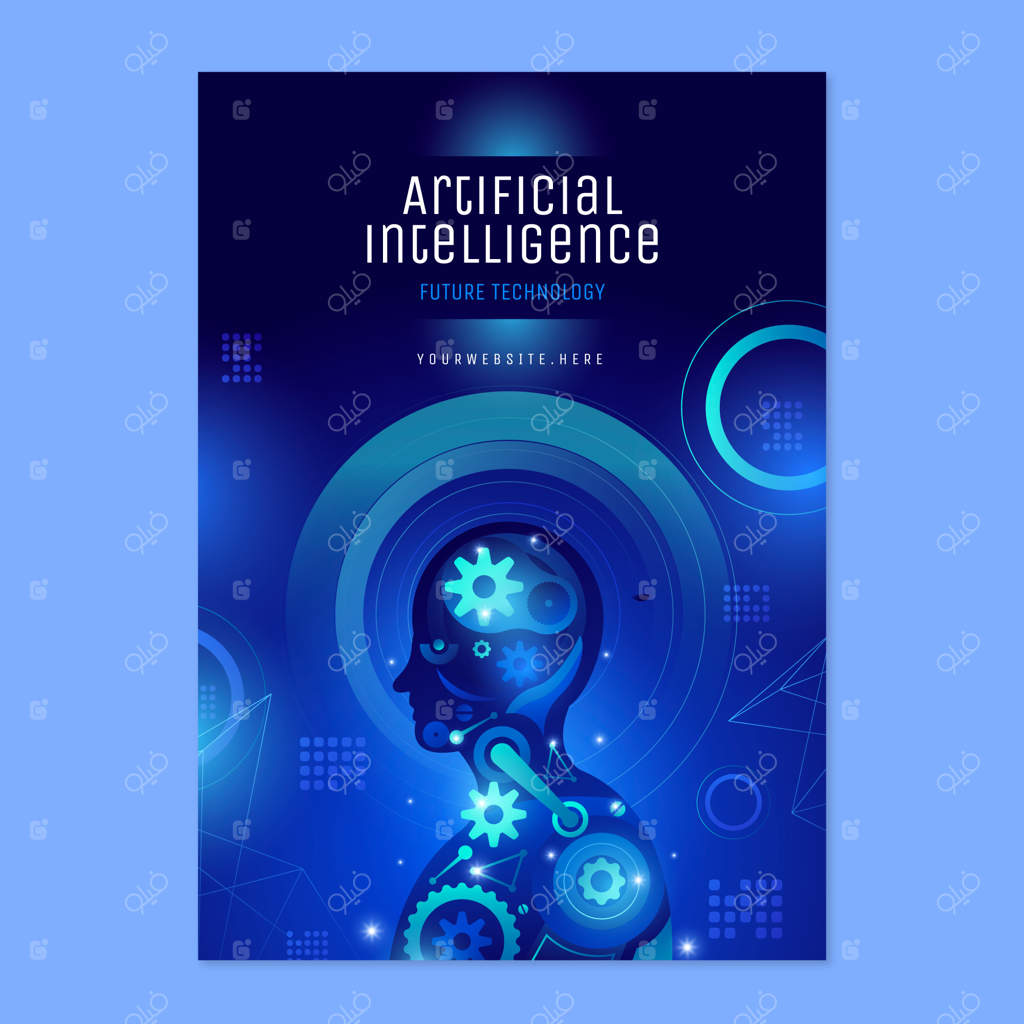 پترن پوستر عمودی تکنولوژی هوش مصنوعی گرافیکی
