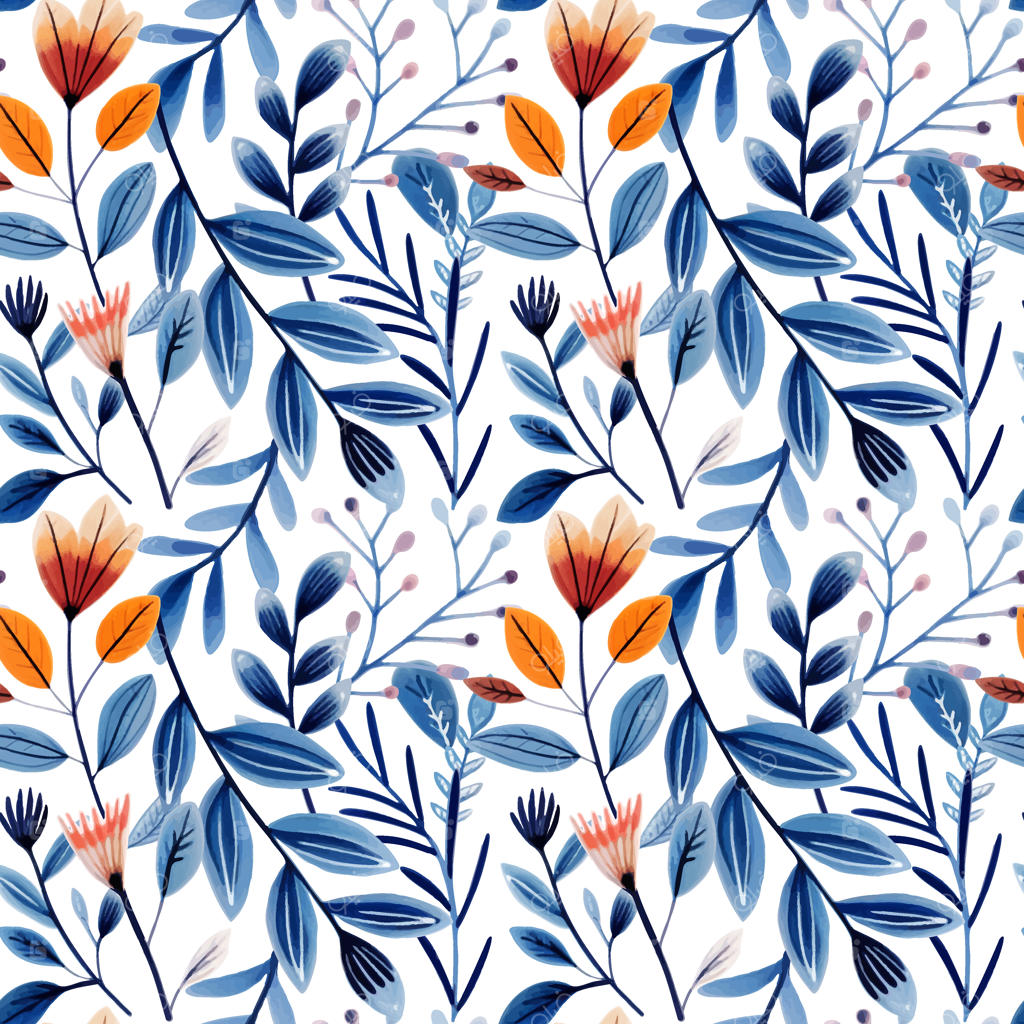 الگوی یکپارچه پرندگان و گل‌ها: پس‌زمینه نقاشی آبرنگی دستی پرندگان و گل‌ها