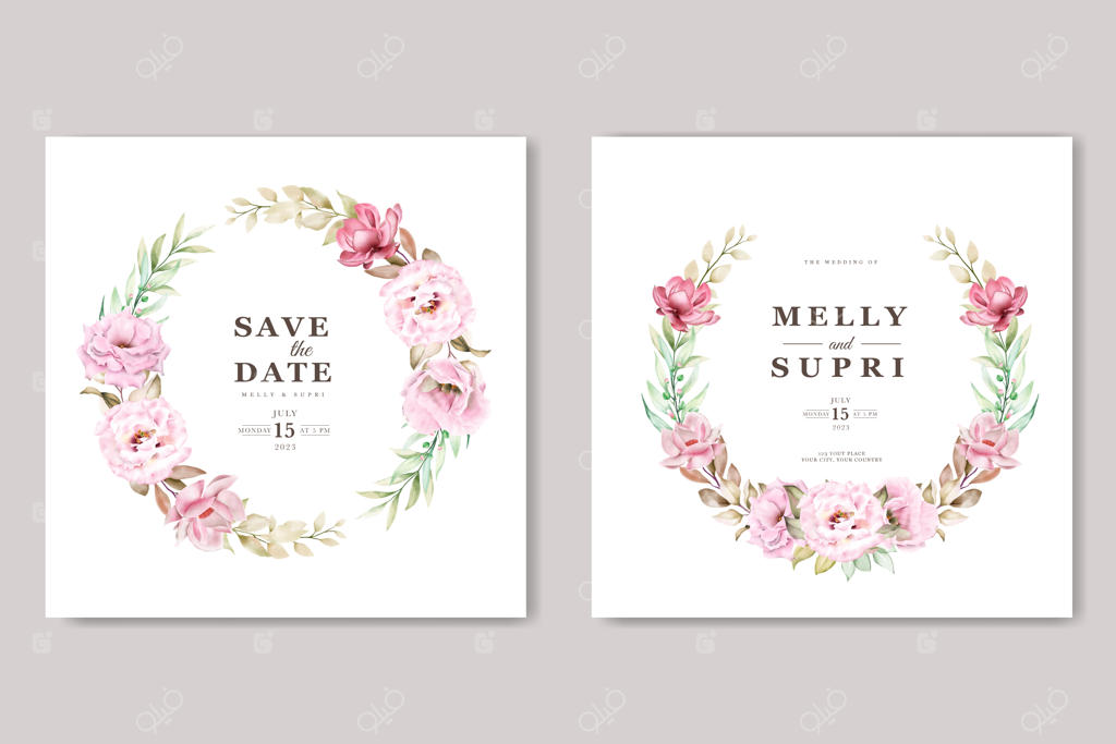 کارت گلدار با آبرنگ صورتی