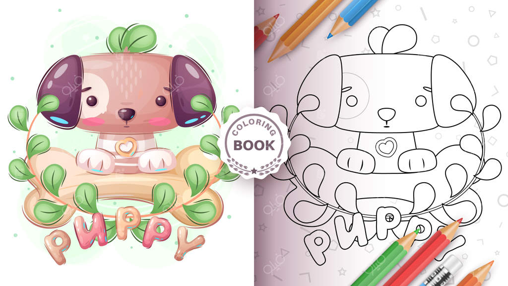 صفحه رنگ‌آمیزی شخصیت کارتونی سگ دوست‌داشتنی