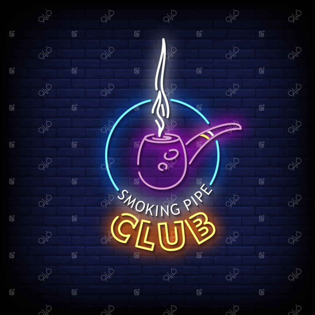 متن نئونی برای باشگاه پیپ کشی