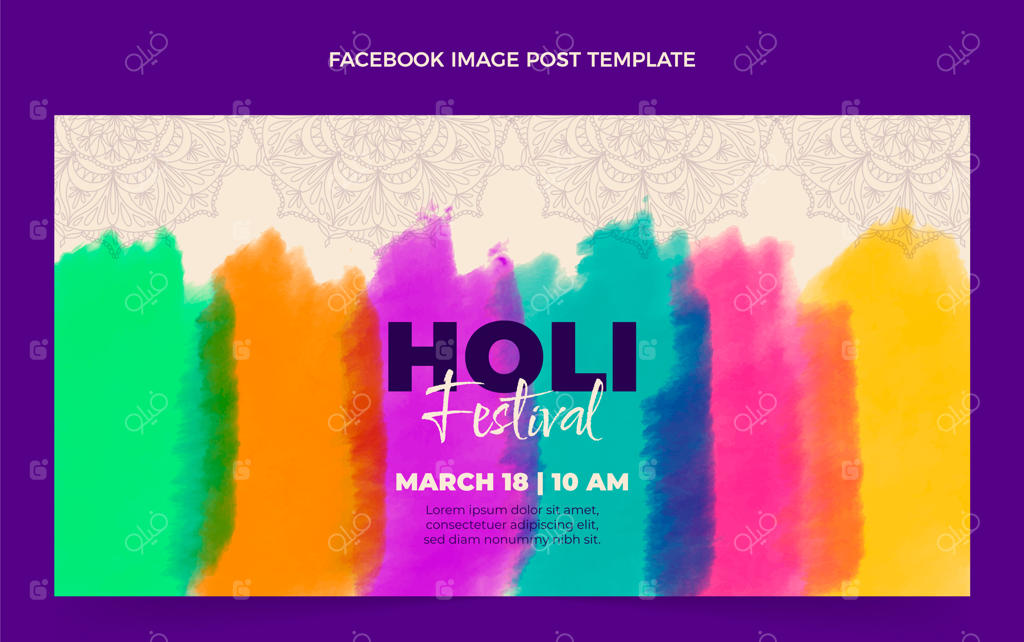 قالب پست شبکه‌های اجتماعی هولی با آبرنگ
