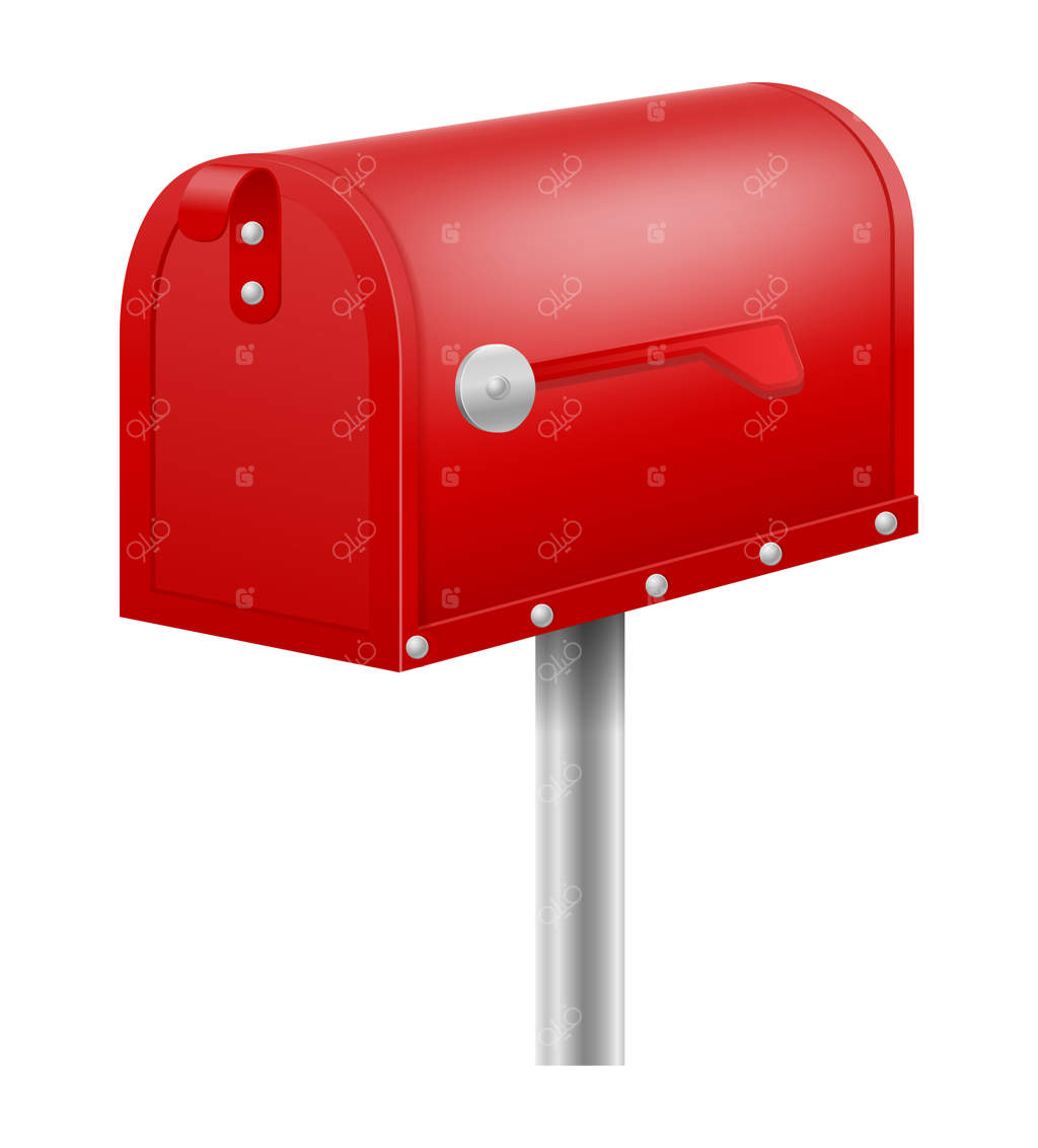صندوق پستی قرمز قدیمی روی پس‌زمینه سفید