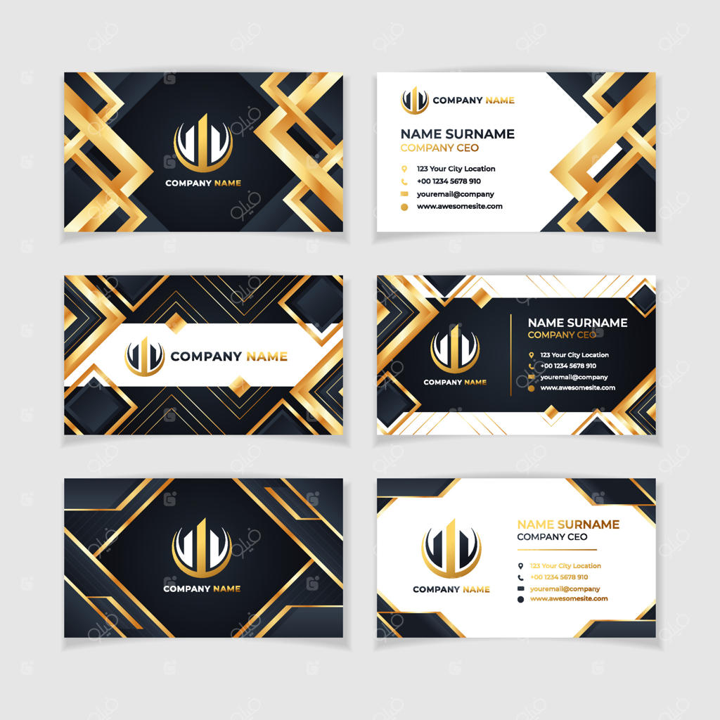 قالب کارت ویزیت شیک به رنگ مشکی و طلایی