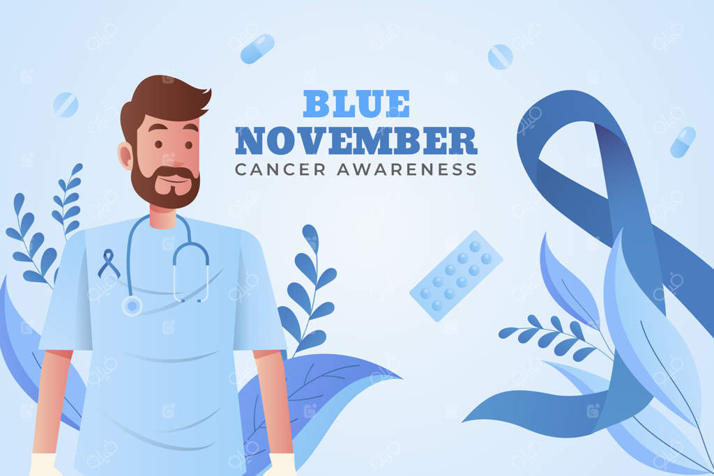 تصویرسازی ماه آگاهی از سرطان پروستات با گرادیانت رنگی