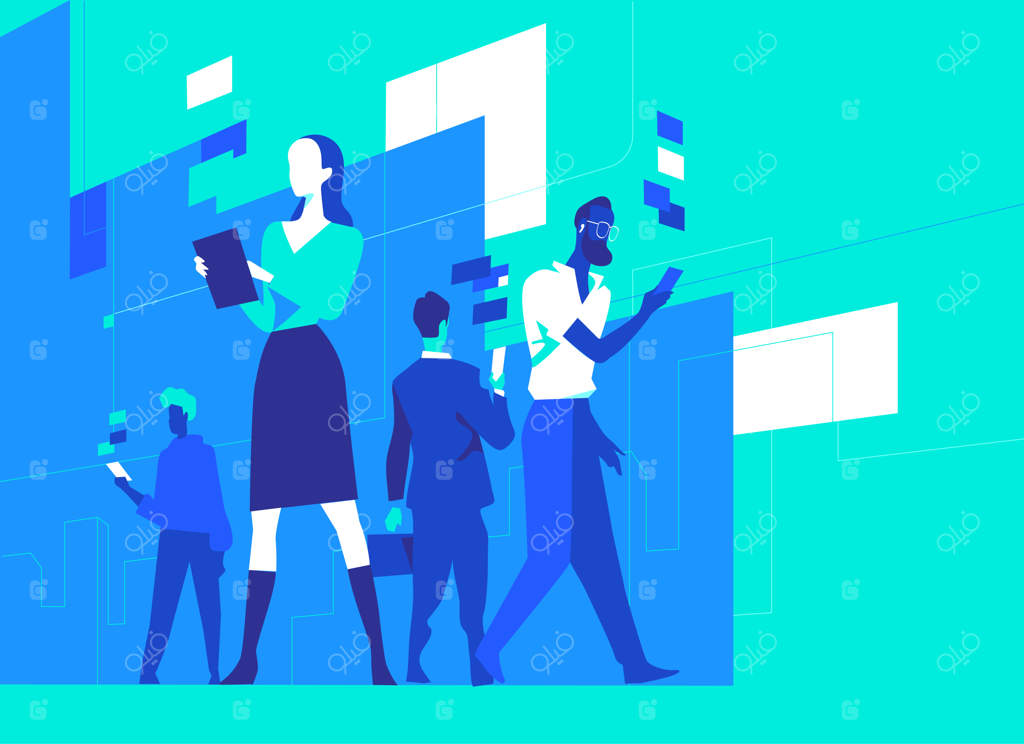 زندگی مردم مدرن در عصر دیجیتال: افرادی که از دستگاه‌های دیجیتال گوناگون استفاده می‌کنند