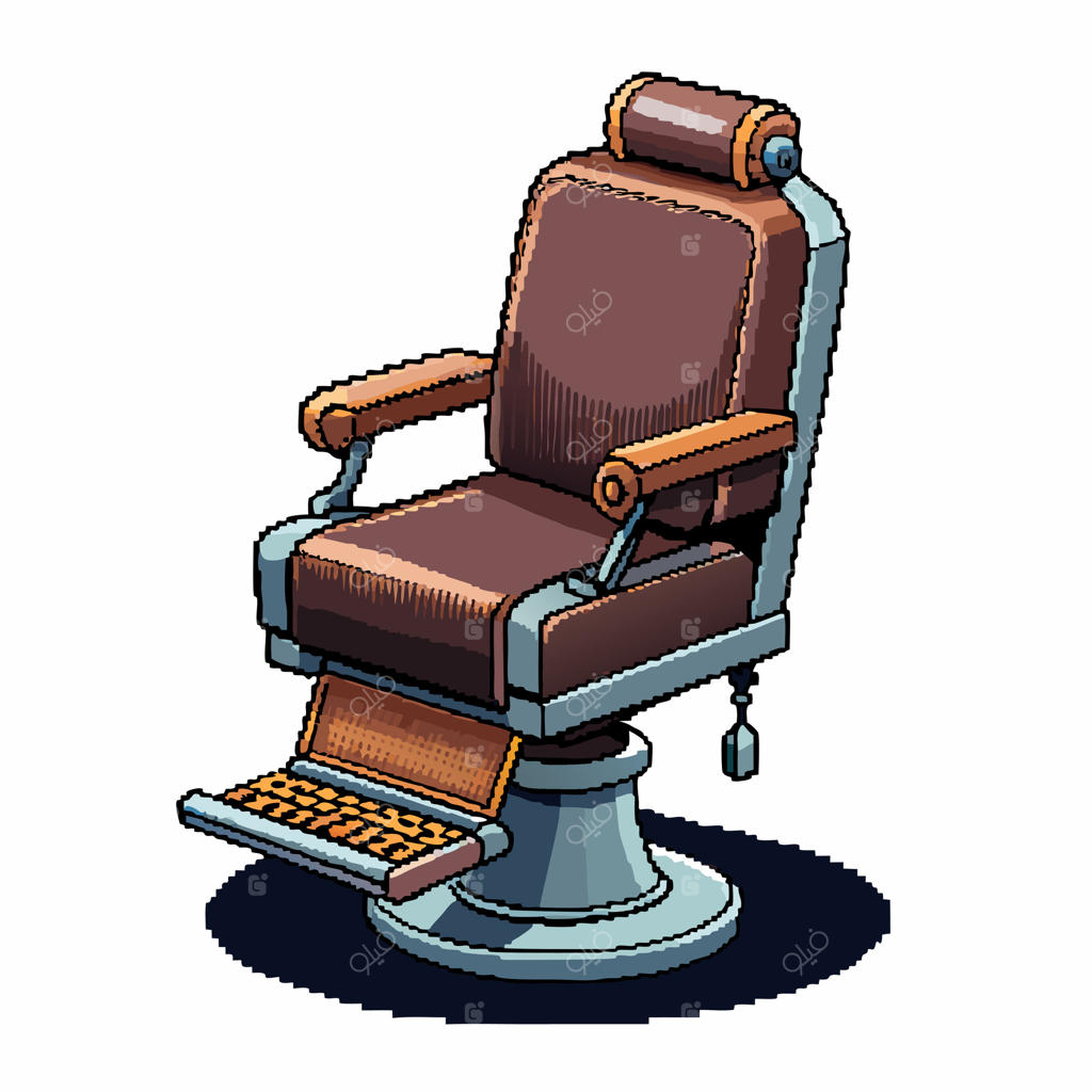 تصویر صندلی آرایشگری کلاسیک به سبک پیکسل آرت