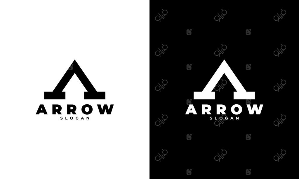 طراحی لوگو با حرف A و فضایی خالی به شکل فلش رو به بالا برای استفاده در کسب‌وکار و برندینگ. مناسب برای الگوی طراحی لوگو.