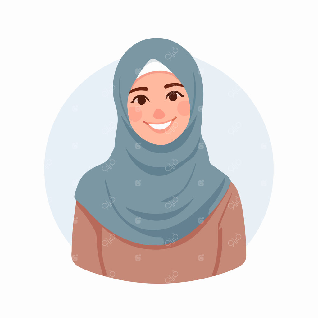کاراکتر زن مسلمان شاد با سبک طراحی تخت و ساده