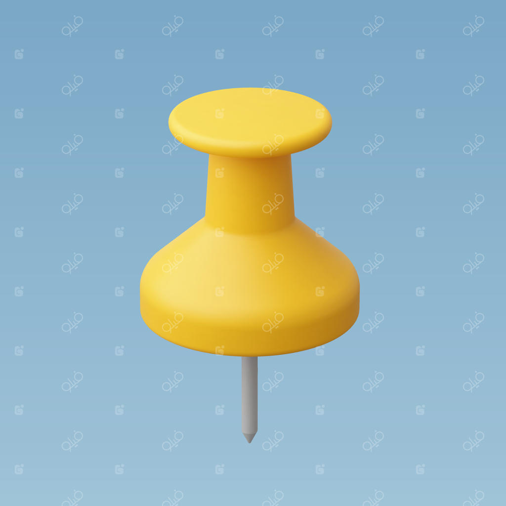 پین کاغذی زرد سه‌بعدی واقع‌گرایانه