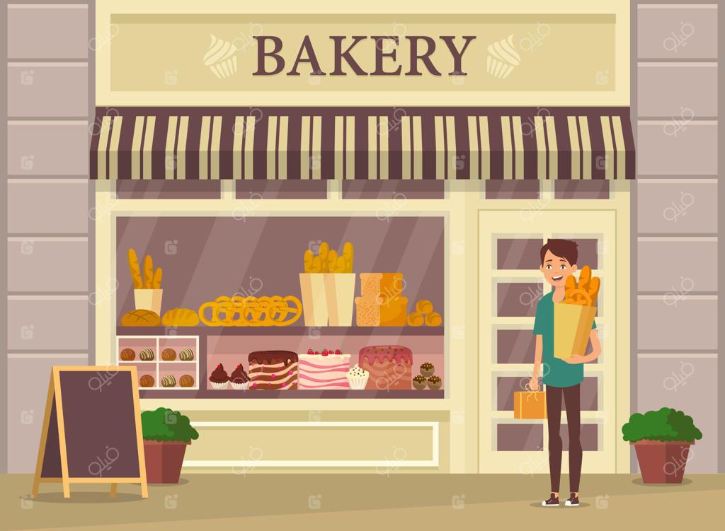 ویترین نانوایی و مشتریان